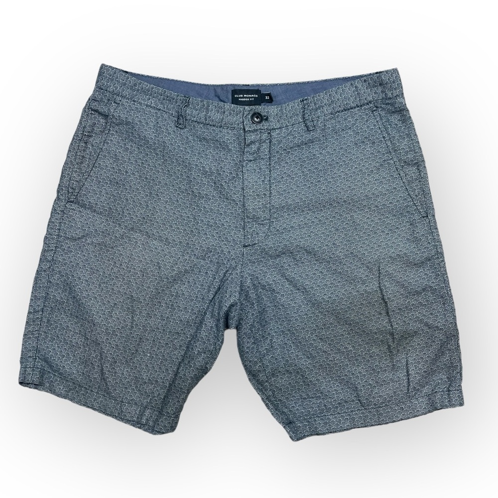 Club Monaco Maddox Fit Men’s Shorts Size 32 Gray Wave Pattern